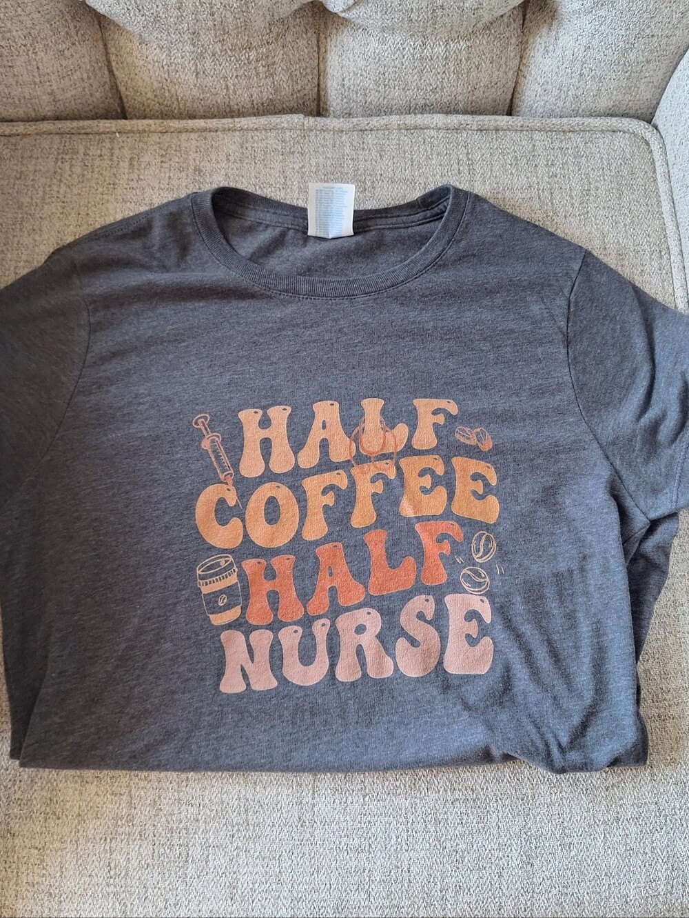 Women's XS Half Coffee Half Nurse Graphic Tee, Womens Cut, Good Condition
